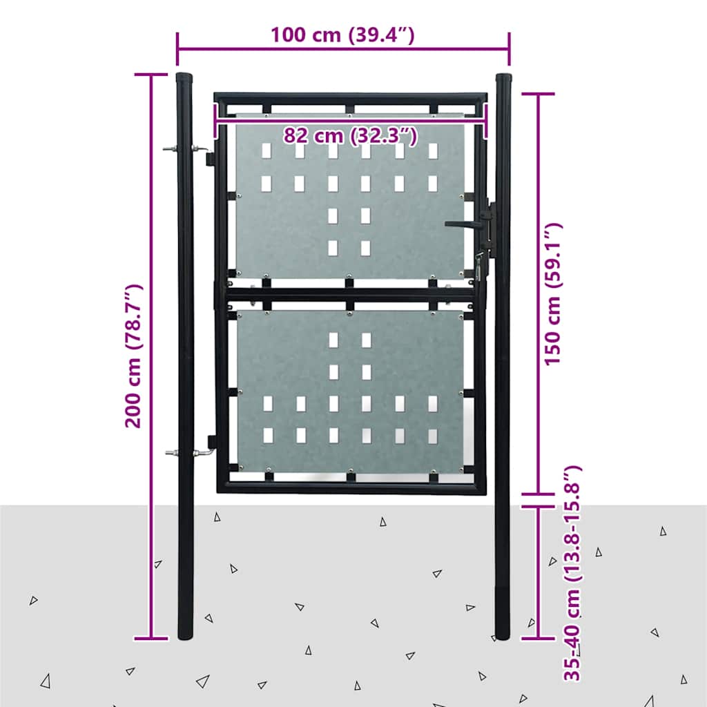 Cancello per Recinzione a una Porta Nero 100x150 cm