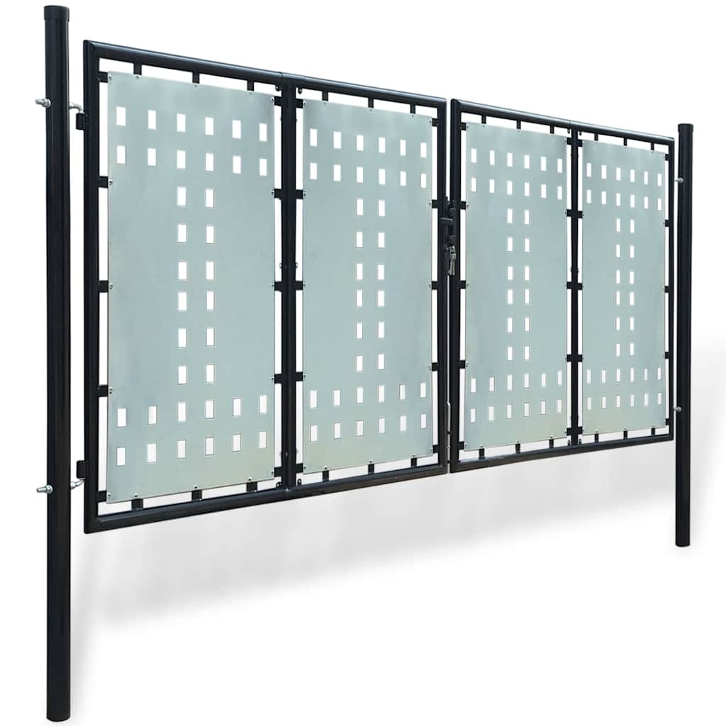 Cancello per Recinzione a una Porta Nero 300x125 cm Acciaio