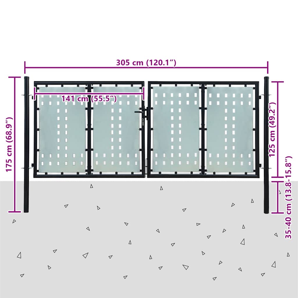 Cancello per Recinzione a una Porta Nero 300x150 cm Acciaio