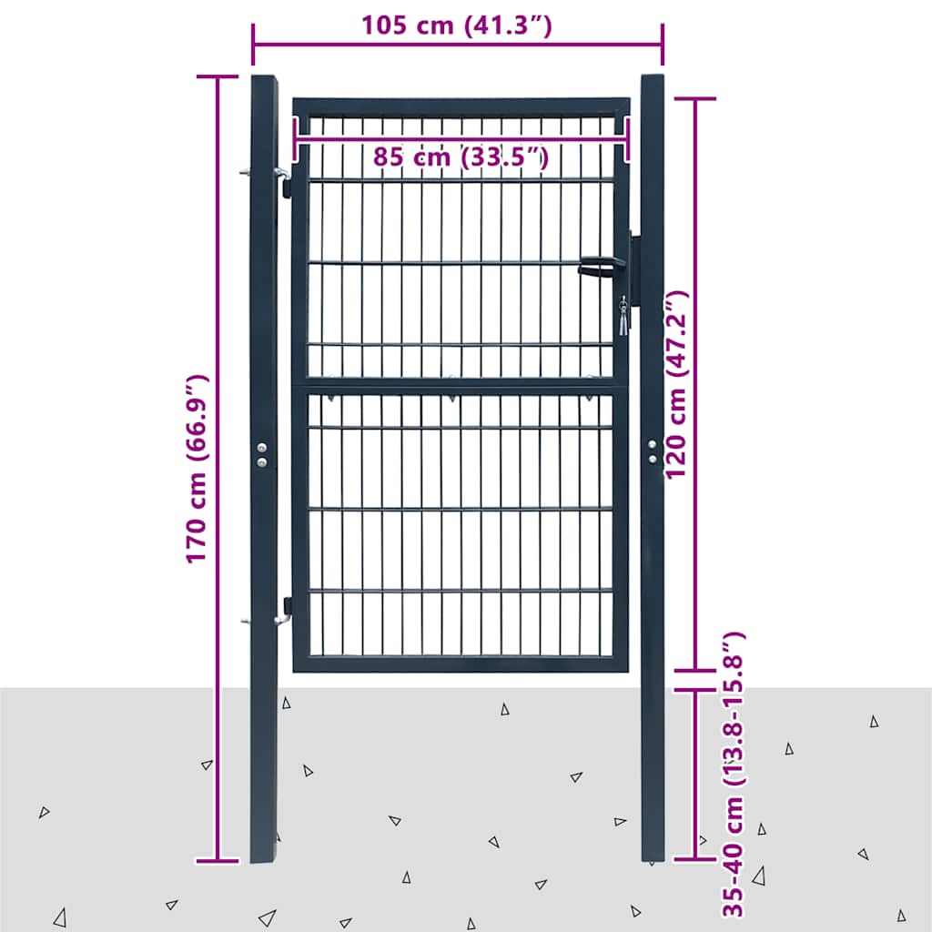 Cancello per Recinzione 2D Grigio Antracite 100x120 cm