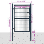 Cancello per Recinzione 2D Grigio Antracite 100x120 cm