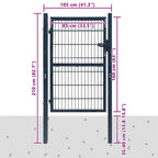 Cancello per Recinzione 2D Grigio Antracite 100x160 cm