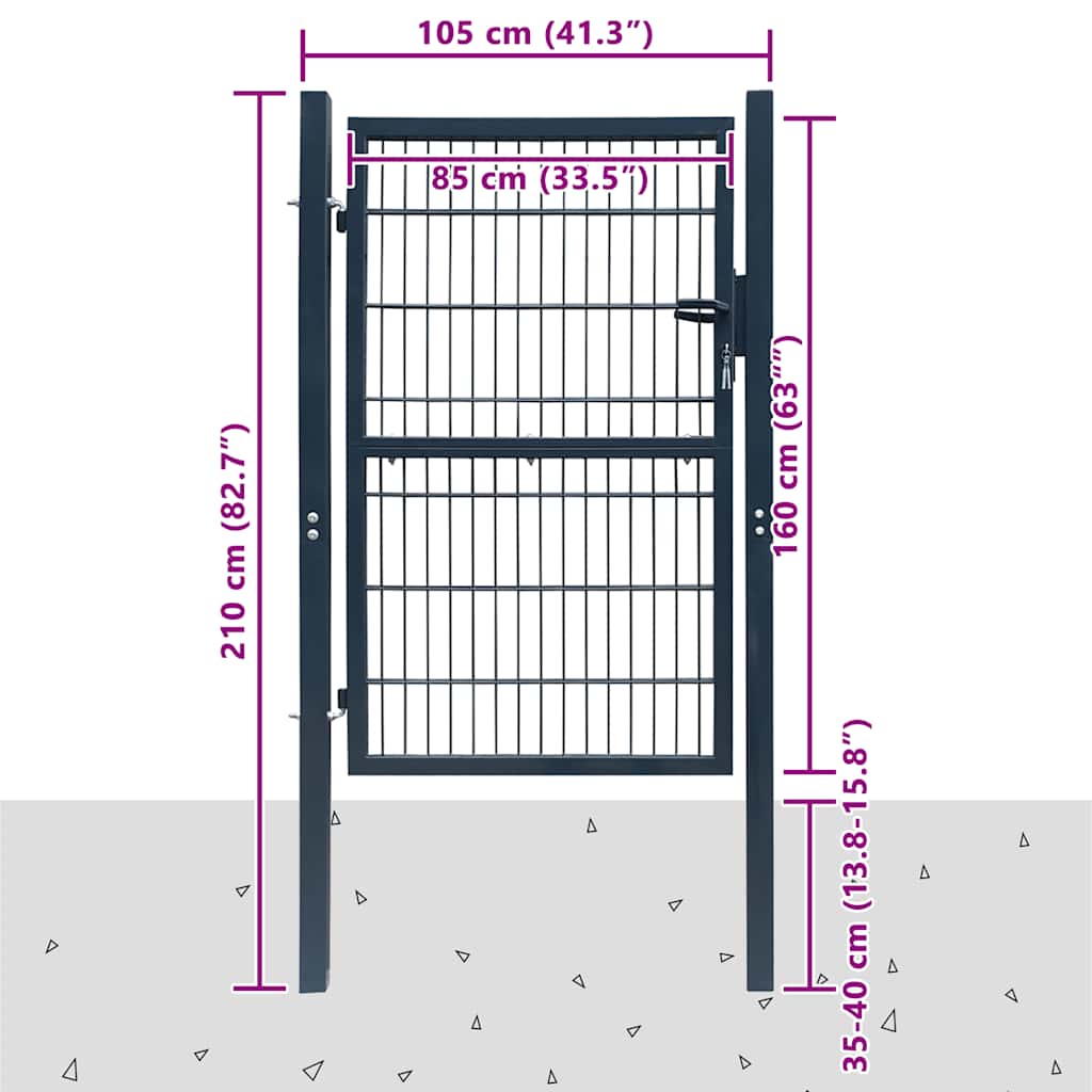 Cancello per Recinzione 2D Grigio Antracite 100x160 cm