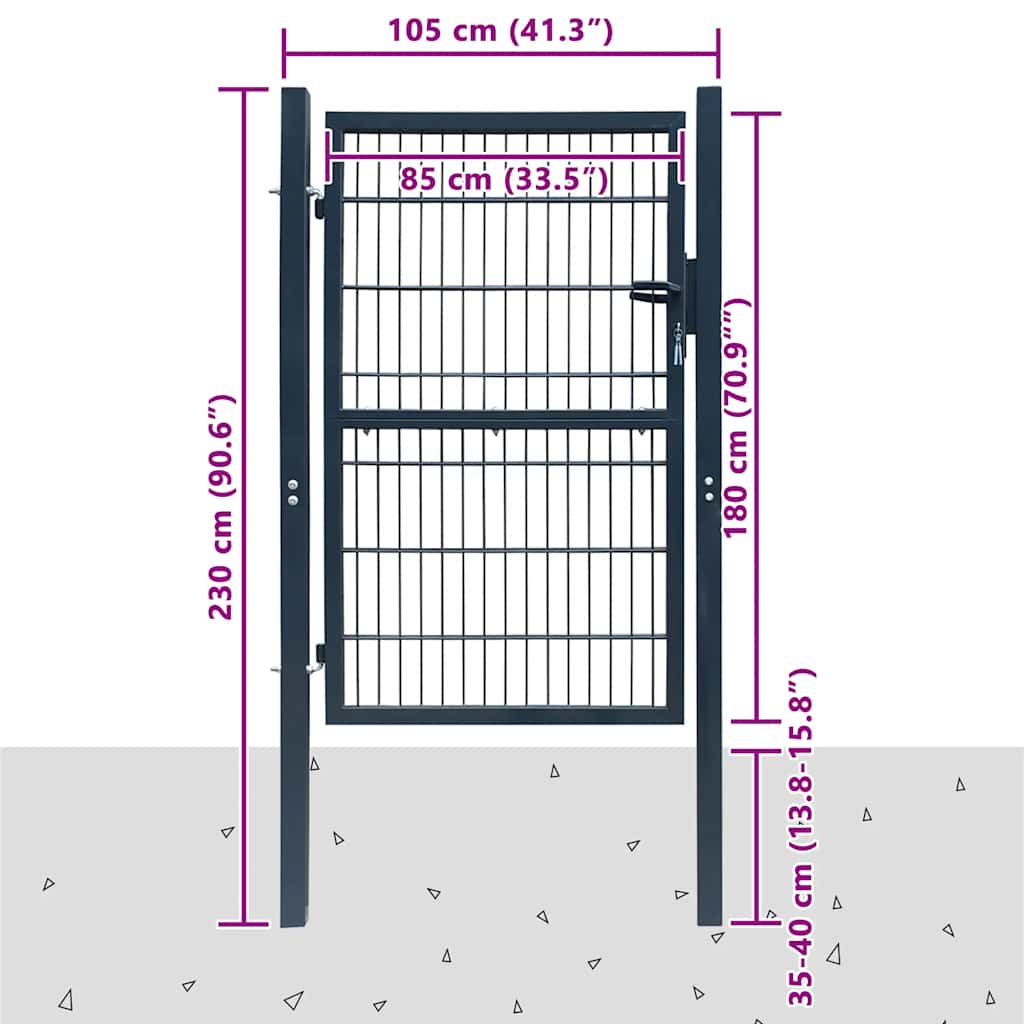 Cancello per Recinzione 2D Grigio Antracite 100x180 cm