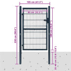 Cancello per Recinzione 2D Grigio Antracite 100x180 cm