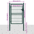 Cancello per Recinzione 2D Singolo Verde 100x120 cm