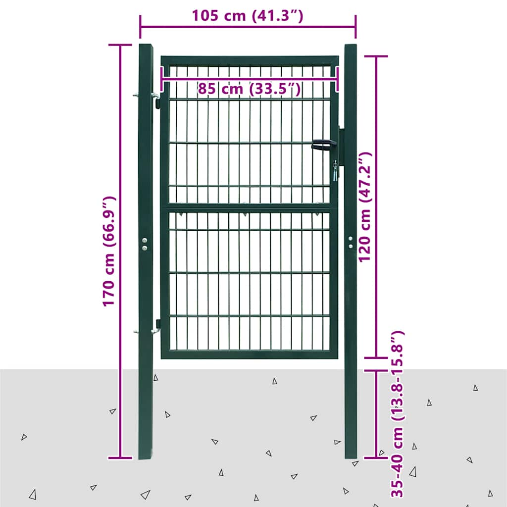 Cancello per Recinzione 2D Singolo Verde 100x120 cm