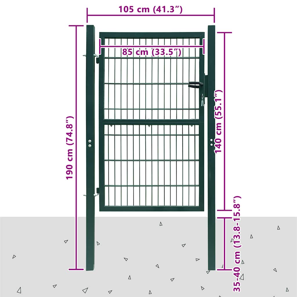 Cancello per Recinzione 2D Singolo Verde 100x140 cm