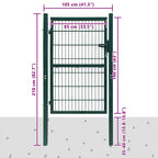 Cancello per Recinzione 2D Singolo Verde 100x160 cm