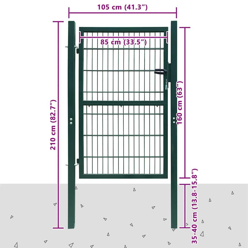 Cancello per Recinzione 2D Singolo Verde 100x160 cm