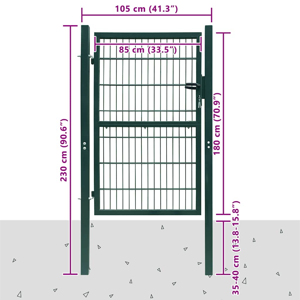 Cancello per Recinzione 2D Singolo Verde 100x180 cm