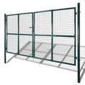 Cancello per Recinzione a Doppia Porta 300x150 cm Acciaio Verniciato Verde Scuro