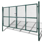 Cancello per Recinzione a Doppia Porta 300x150 cm Acciaio Verniciato Verde Scuro