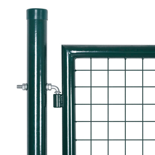 Cancello per Recinzione a Doppia Porta 300x150 cm Acciaio Verniciato Verde Scuro