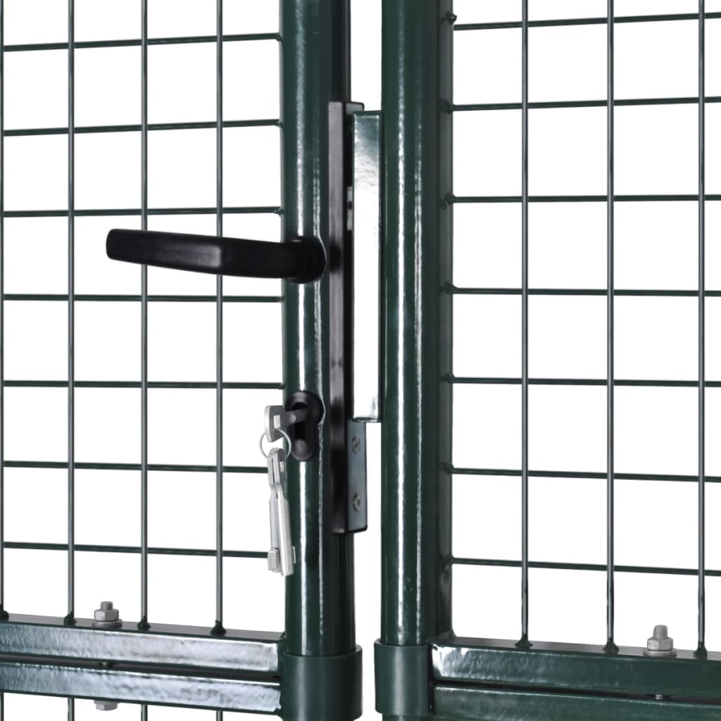Cancello per Recinzione a Doppia Porta 300x150 cm Acciaio Verniciato Verde Scuro
