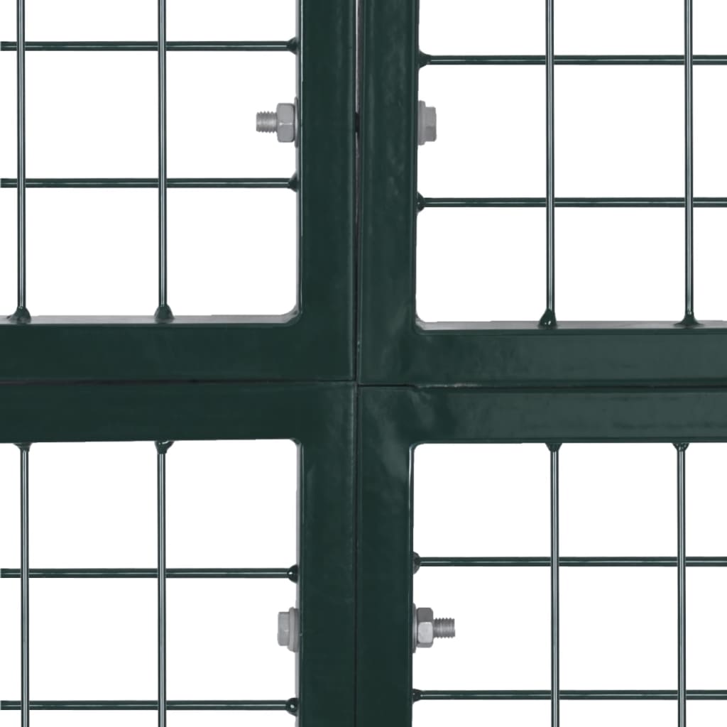 Cancello per Recinzione a Doppia Porta 300x150 cm Acciaio Verniciato Verde Scuro
