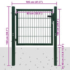 Cancello per Recinzione in Acciaio Verde 100x100 cm