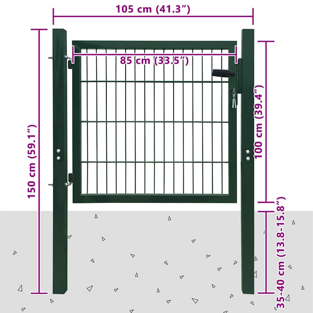 Cancello per Recinzione in Acciaio Verde 100x100 cm