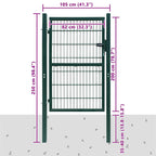 Cancello per Recinzione in Acciaio 100x200 cm Verde