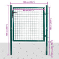 Cancello per Recinzione a una Porta 100x100 cm Acciaio Verniciato a Polvere Verde Scuro