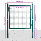 Cancello per Recinzione a una Porta 100x100 cm Acciaio Verniciato a Polvere Verde Scuro
