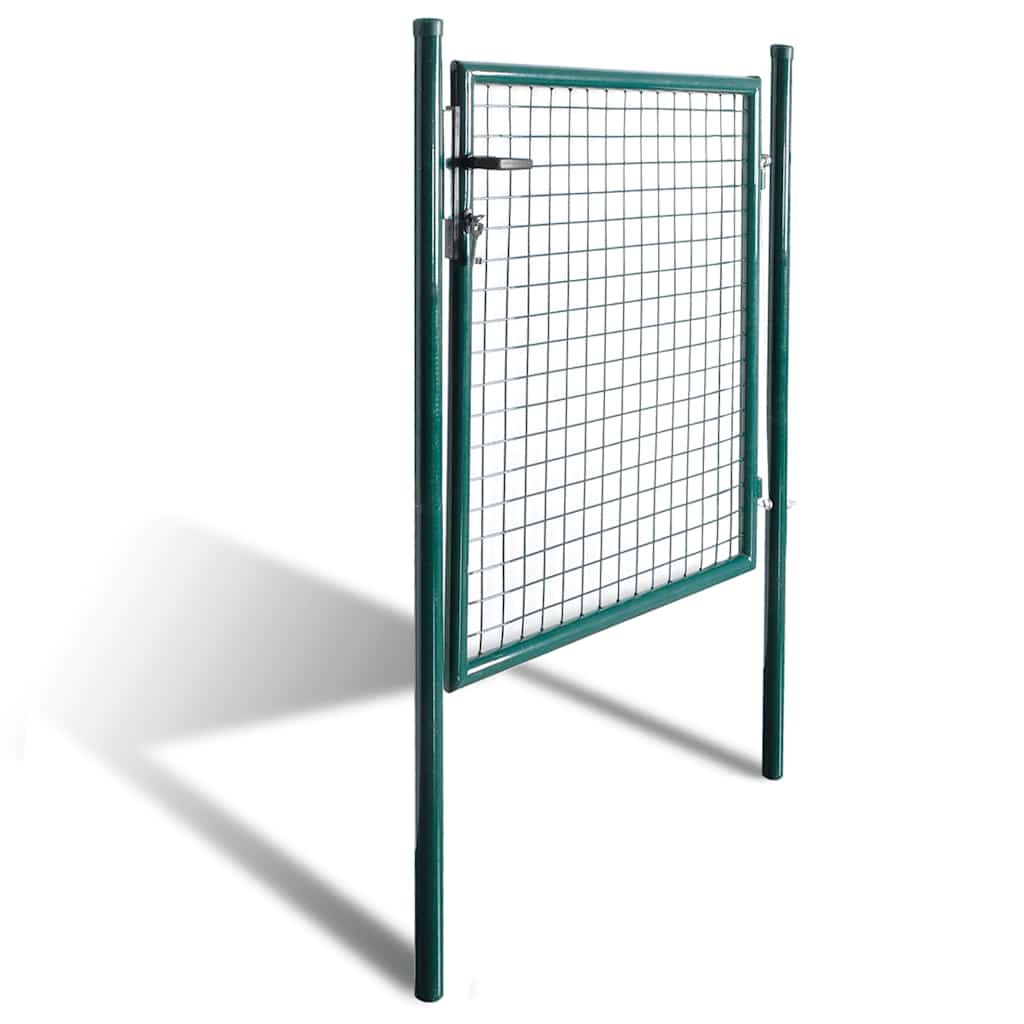 Cancello per Recinzione a una Porta 100x100 cm Acciaio Verniciato a Polvere Verde Scuro