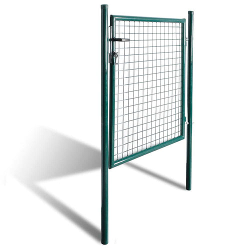Cancello per Recinzione a una Porta 100x100 cm Acciaio Verniciato a Polvere Verde Scuro