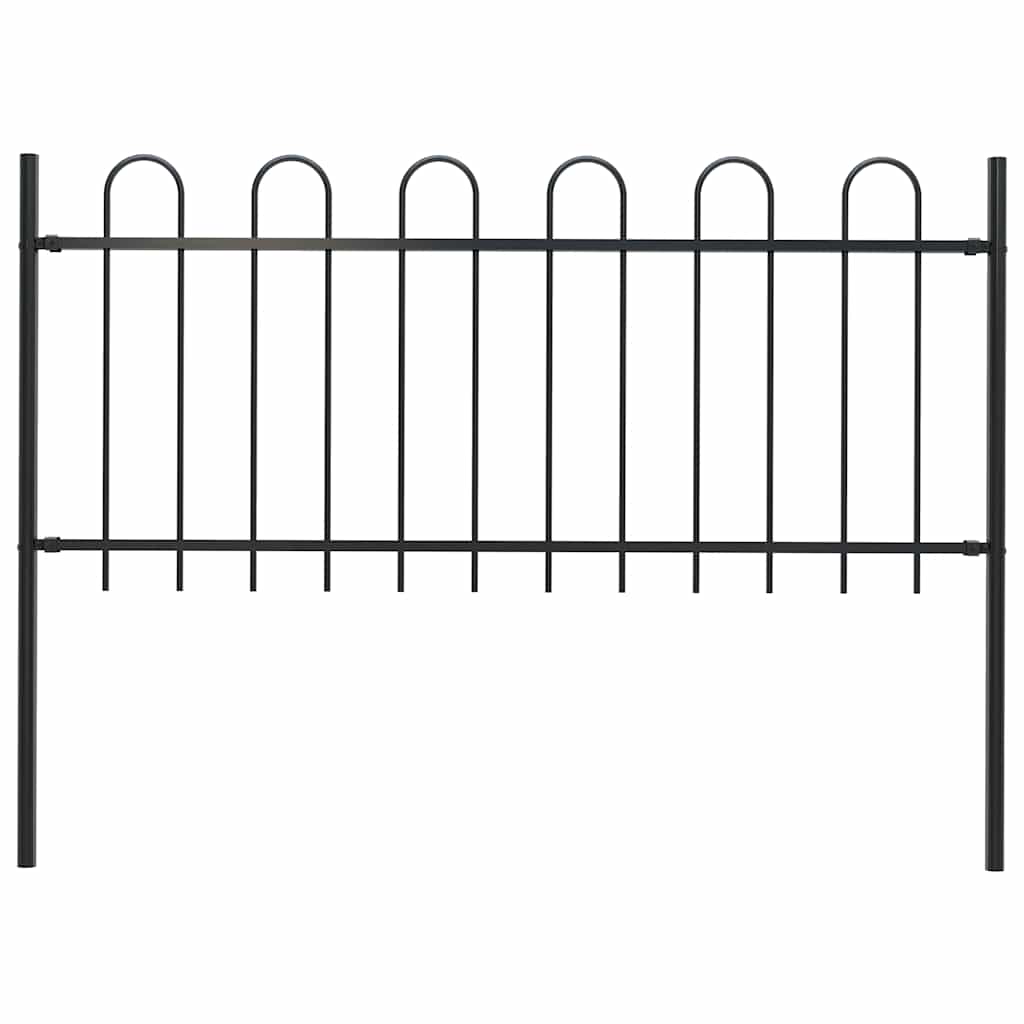 Recinzione da Giardino BOXTEL Acciaio Verniciato con Parte Superiore ad Anello 181x80 cm Nero