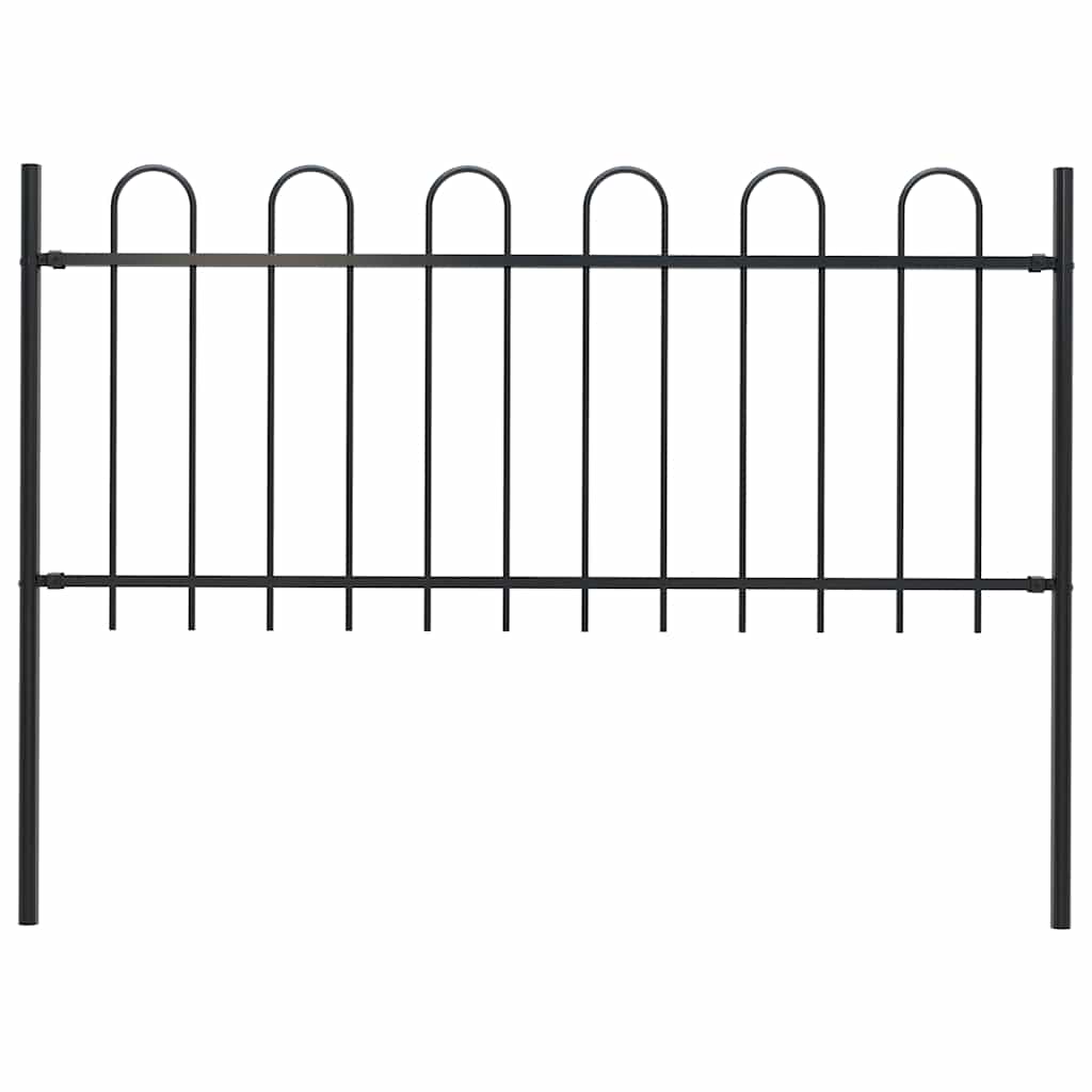 Recinzione da Giardino BOXTEL in Acciaio con Parte Superiore ad Anello 181x100 cm Nero