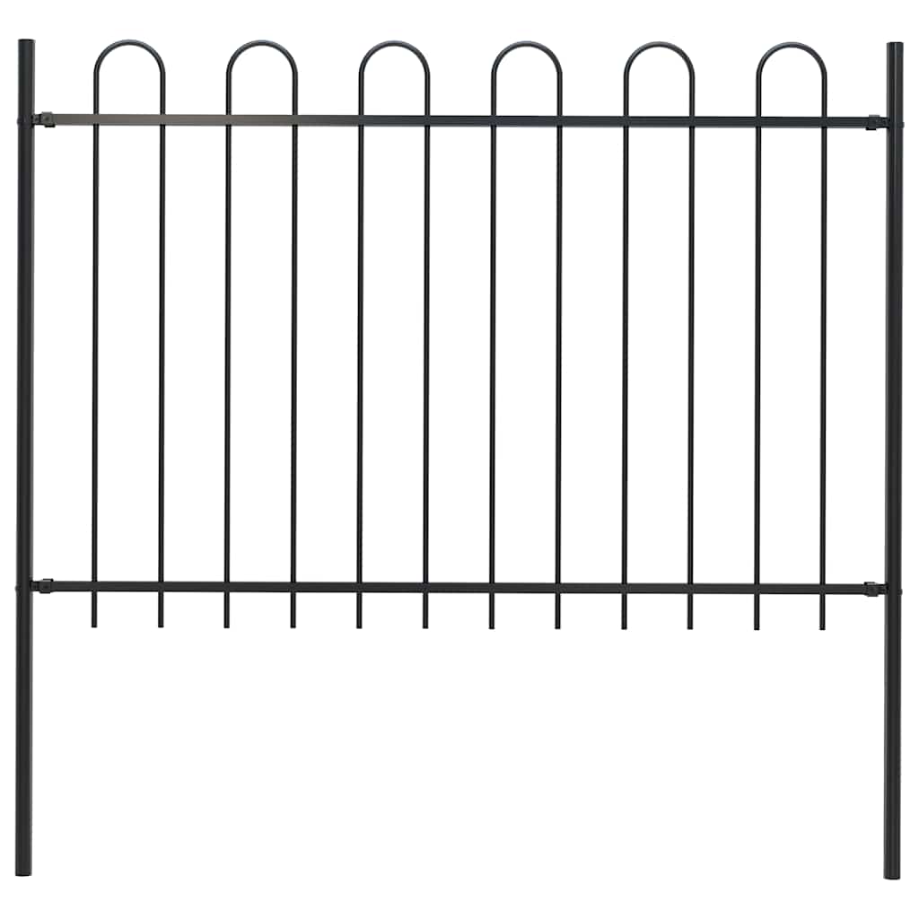 Recinzione da Giardino BOXTEL in Acciaio con Parte Superiore ad Anello 181x120 cm Nero