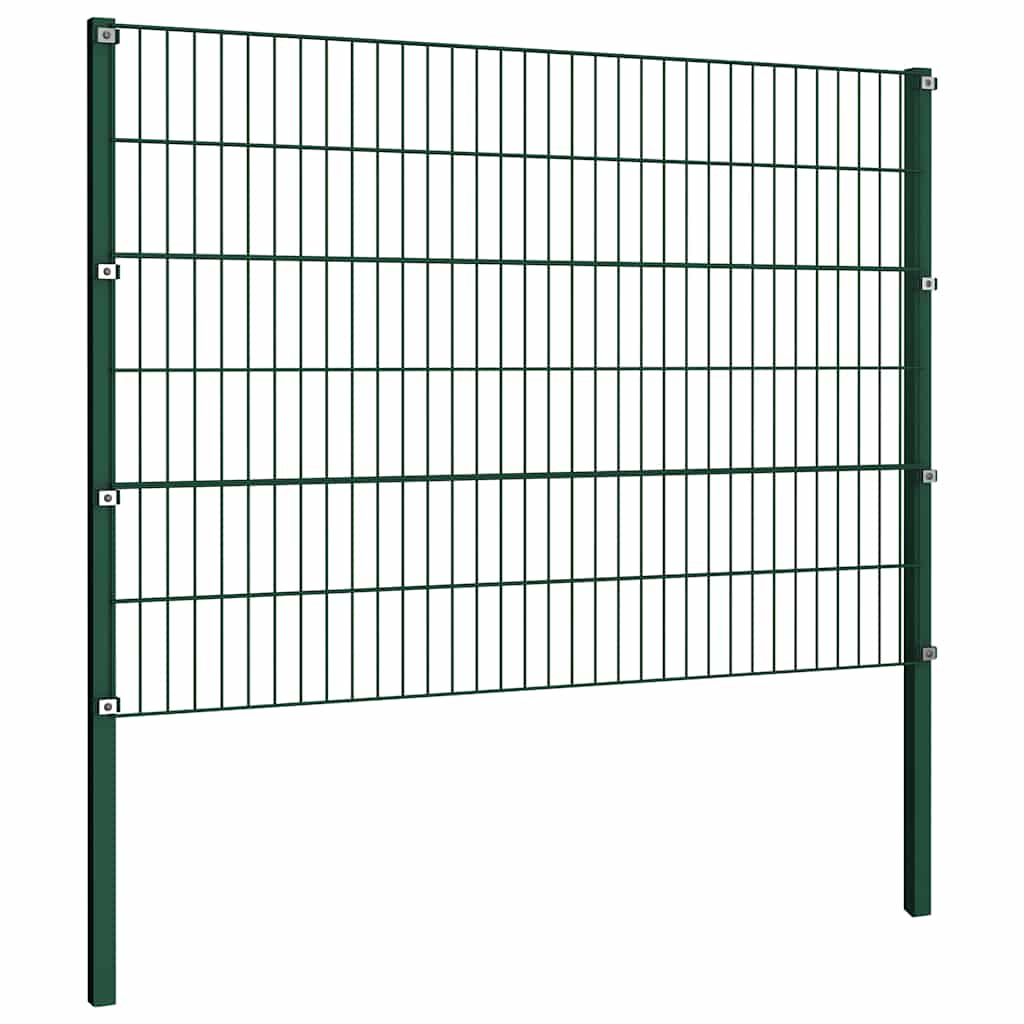Pannello di recinzione con pali in ferro 176,5x120 cm verde