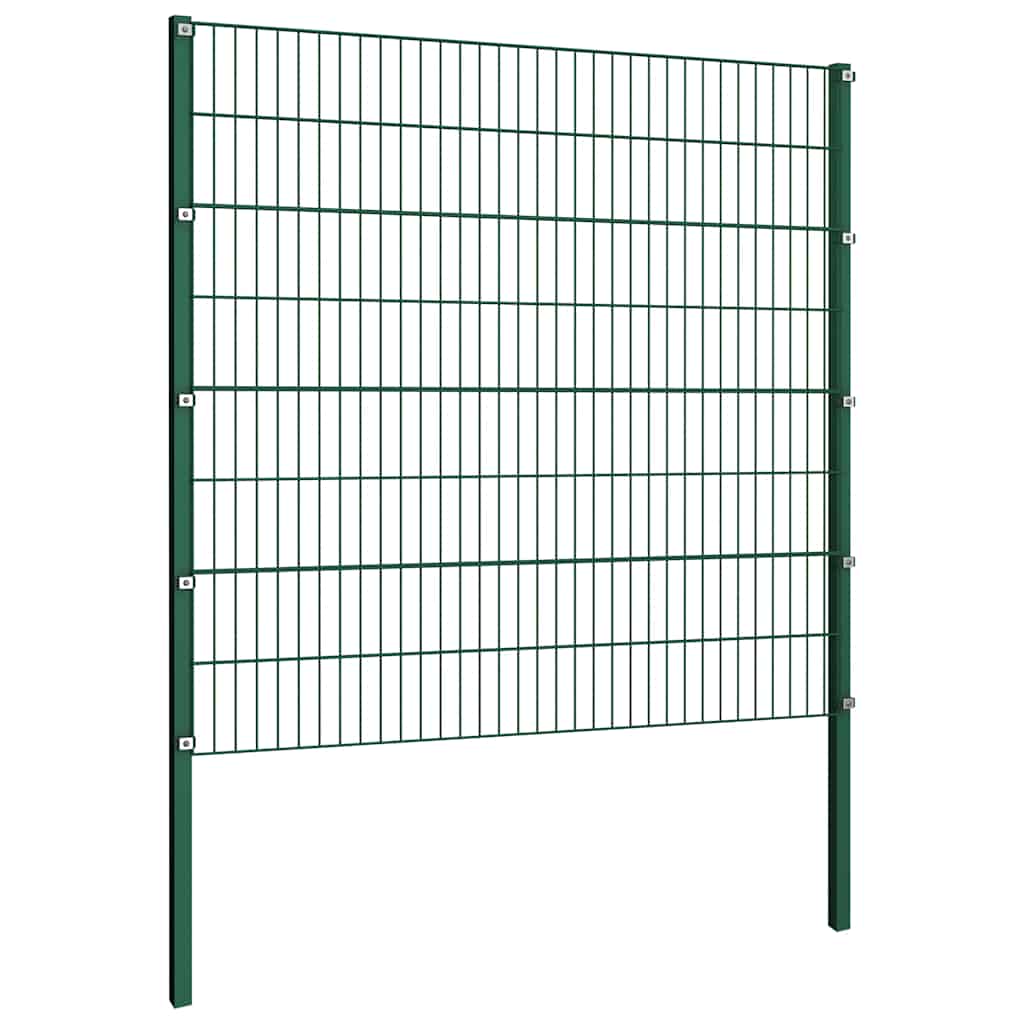 Pannello di recinzione con pali in ferro 176,5x160 cm verde