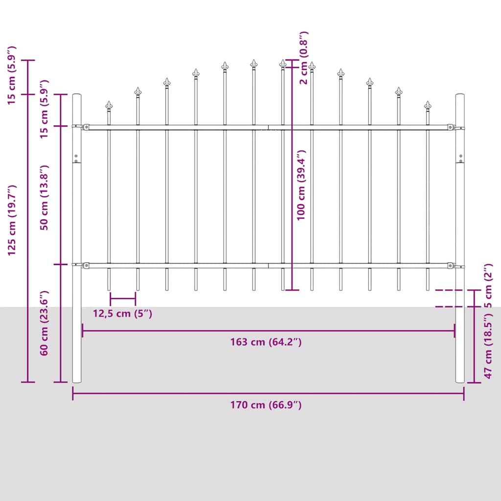 Recinzione da Giardino Woerden con Punta a Lancia in Acciaio 170x100 cm Nero
