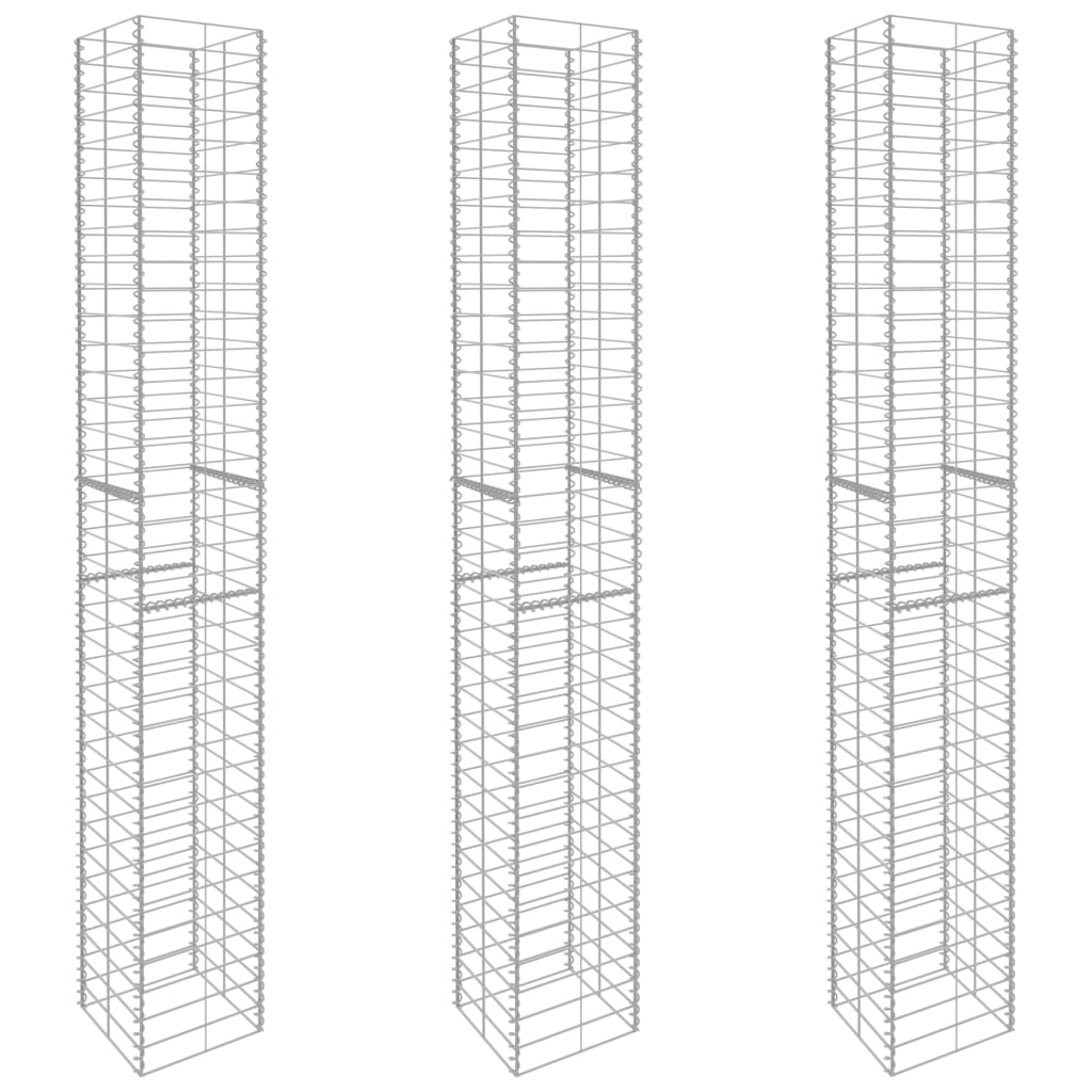 Gabbioni in Acciaio Zincato 25x25x197 cm - Set da 3 pezzi