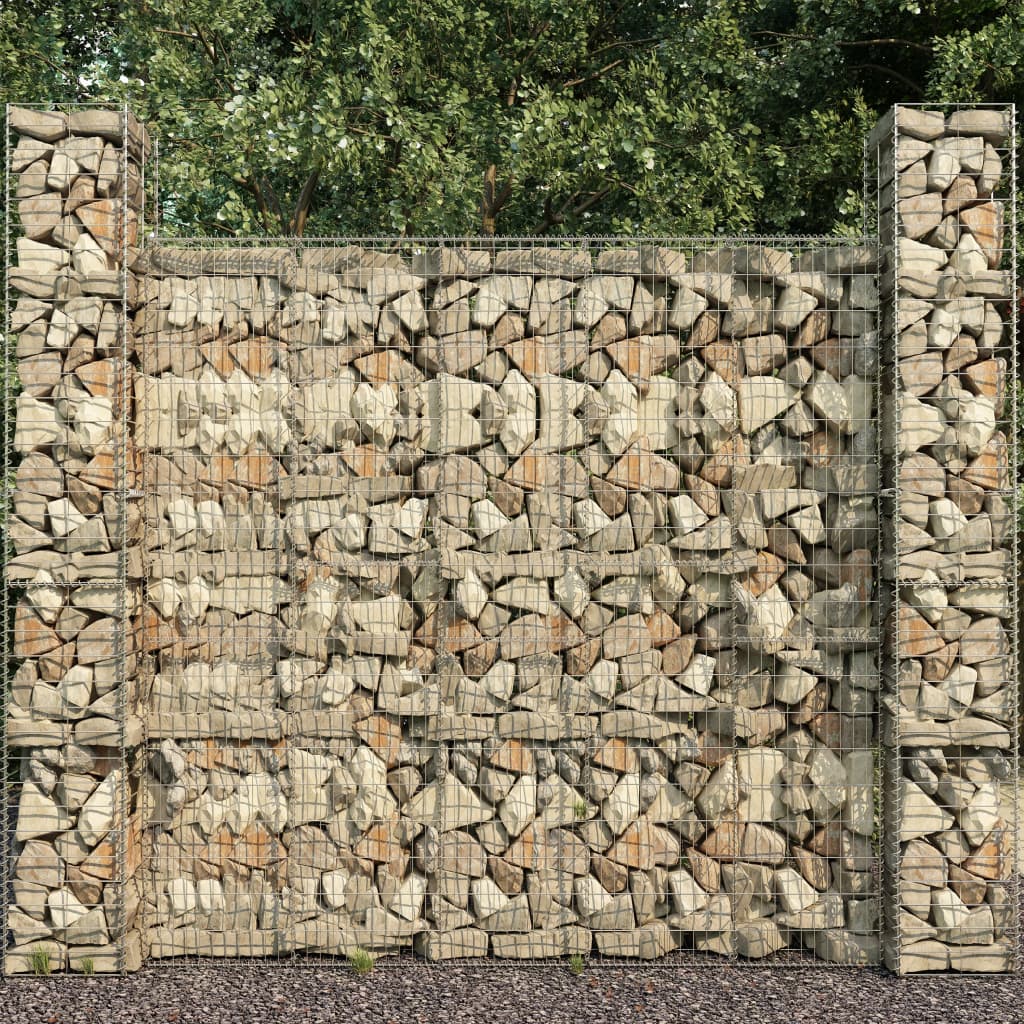 Gabbioni in Acciaio Zincato 25x25x197 cm - Set da 3 pezzi