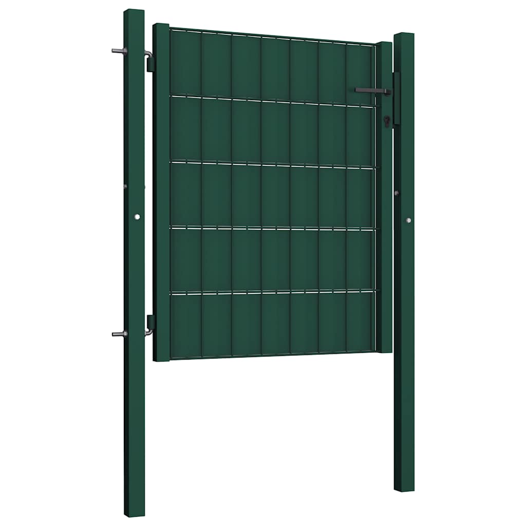 Cancello per Recinzione in PVC e Acciaio 100x100 cm Verde