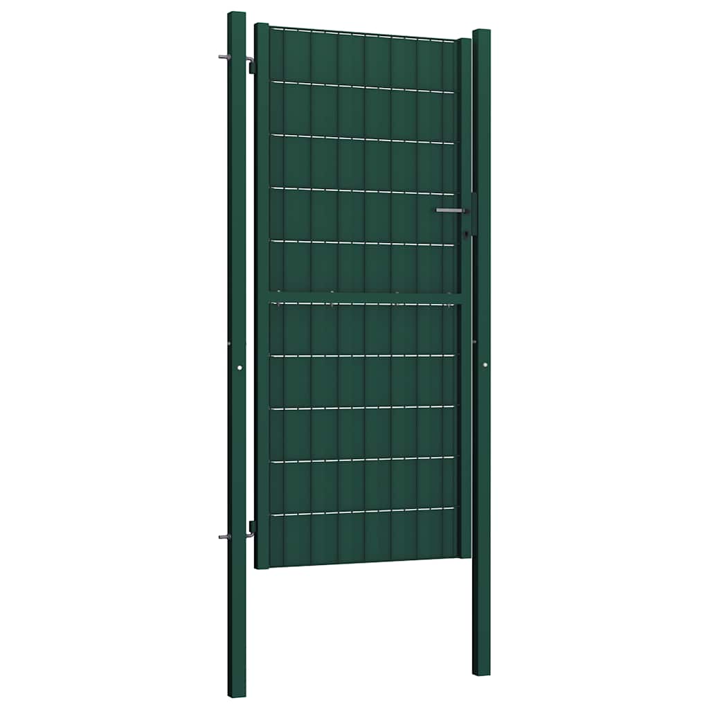 Cancello per Recinzione PVC e Acciaio 100x204 cm Verde