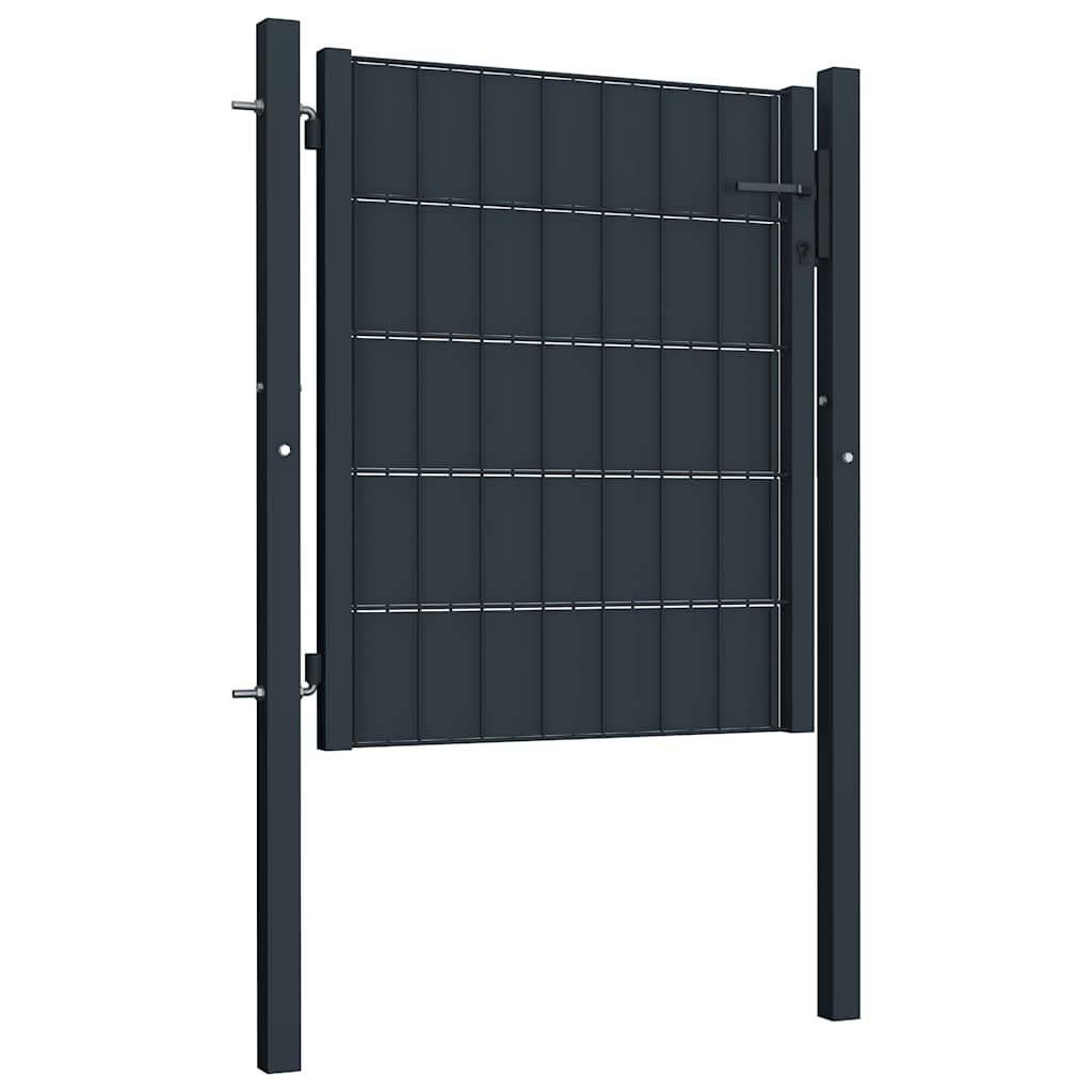Cancello per Recinzione in PVC e Acciaio 100x100 cm Antracite