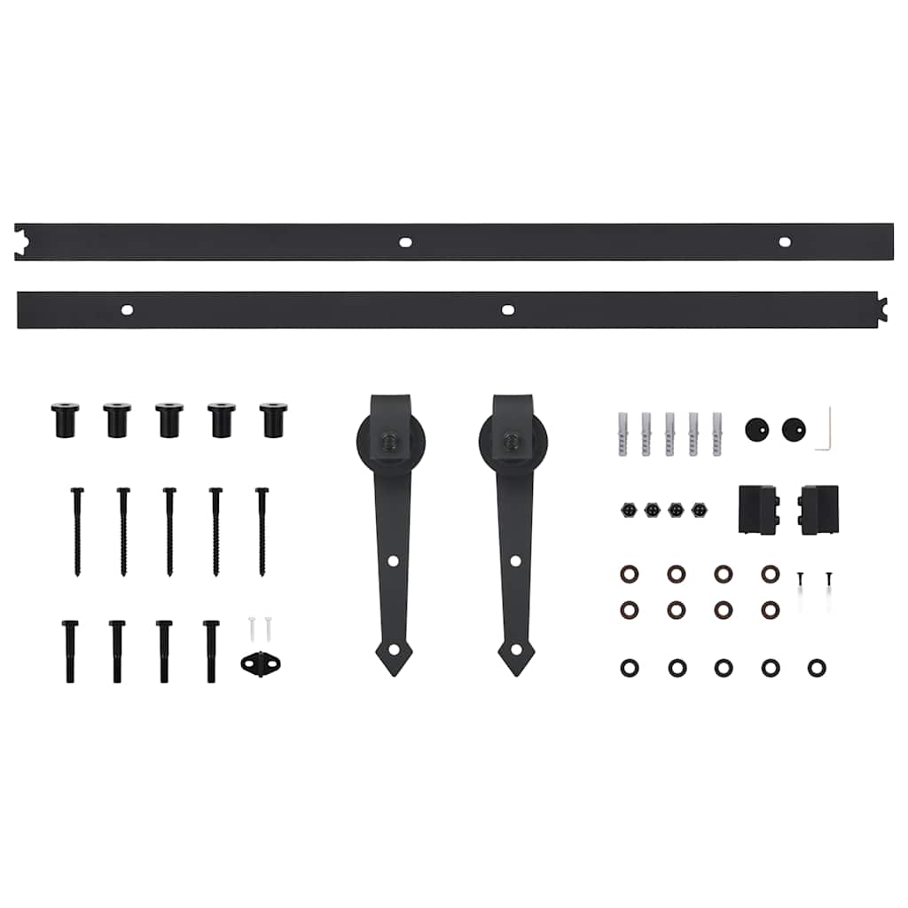 Kit di Binari per Porte Scorrevoli Skien 200 cm Acciaio Nero