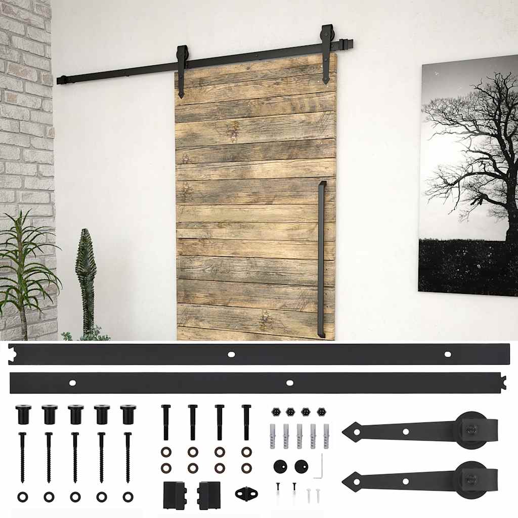Kit di Binari per Porte Scorrevoli Skien 200 cm Acciaio Nero