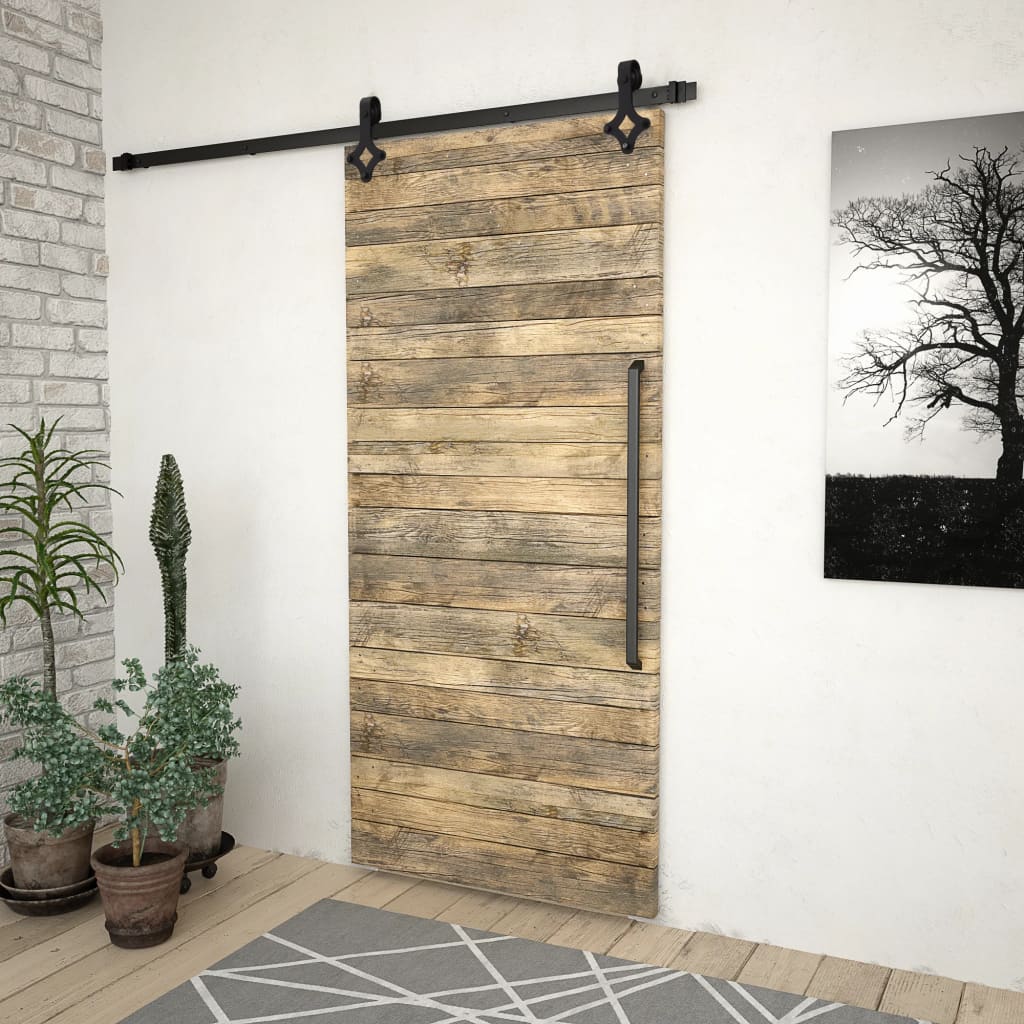 Kit di Binari per Porte Scorrevoli Skien 183 cm Acciaio Nero