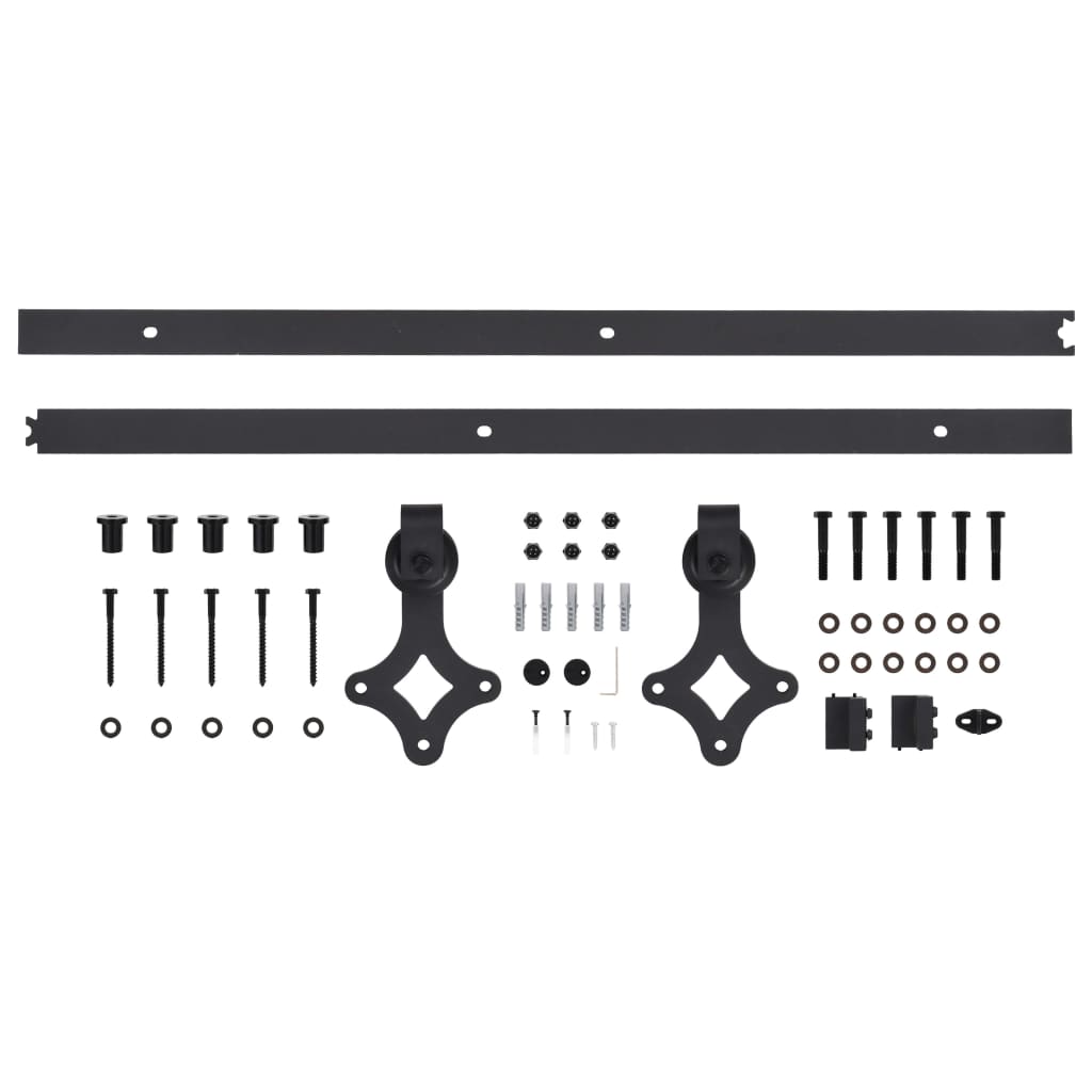 Kit Binari Scorrevoli Skien 200 cm Acciaio Nero