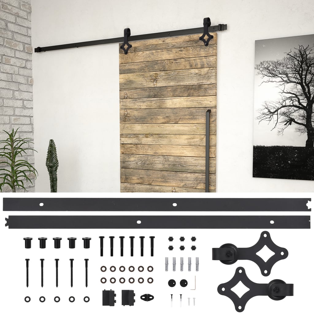 Kit Binari Scorrevoli Skien 200 cm Acciaio Nero