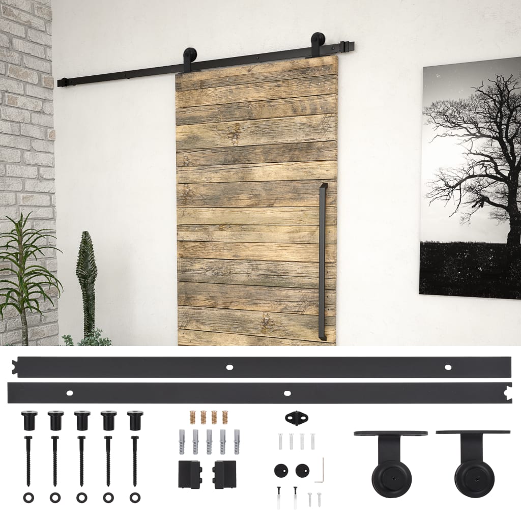 Kit di Binari per Porte Scorrevoli Skien 183 cm Acciaio Nero