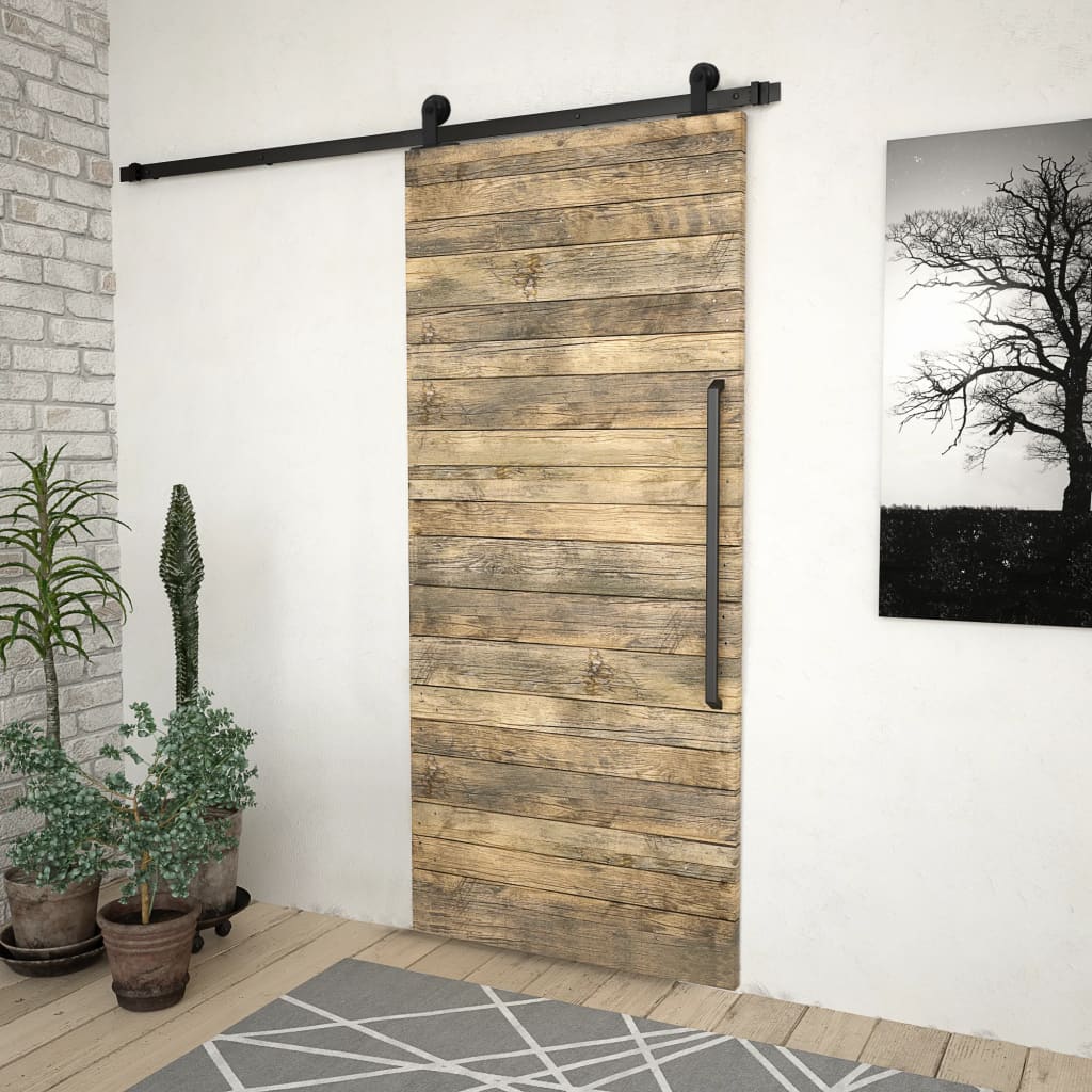 Kit di Binari per Porte Scorrevoli Skien 200 cm Acciaio Nero