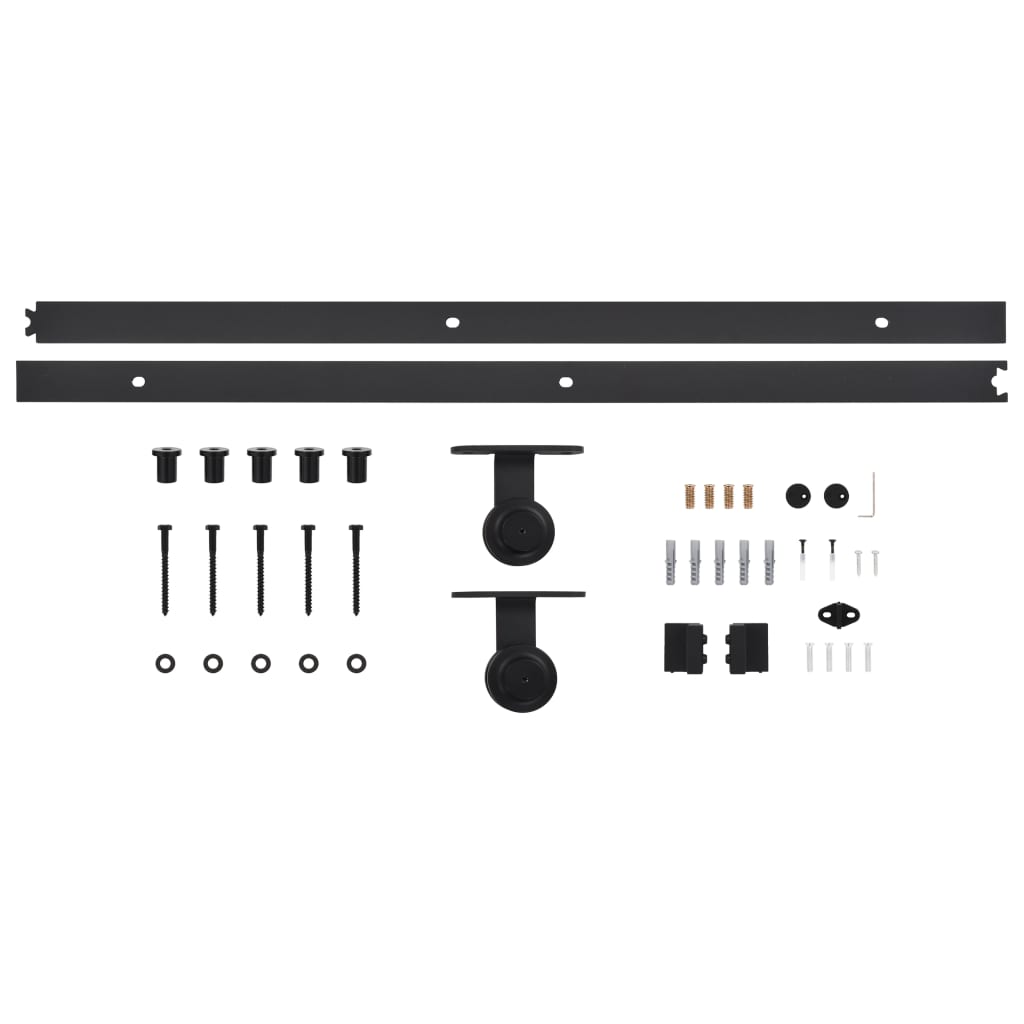 Kit di Binari per Porte Scorrevoli Skien 200 cm Acciaio Nero