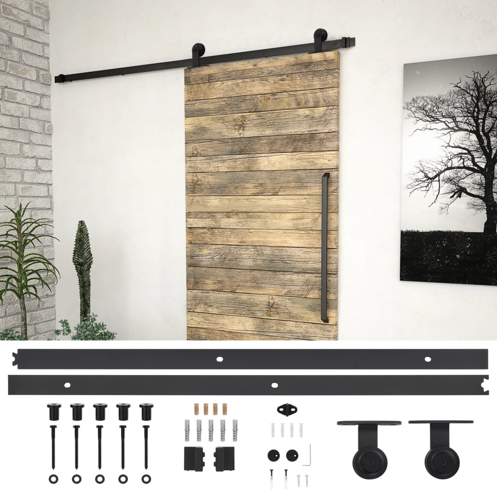 Kit di Binari per Porte Scorrevoli Skien 200 cm Acciaio Nero