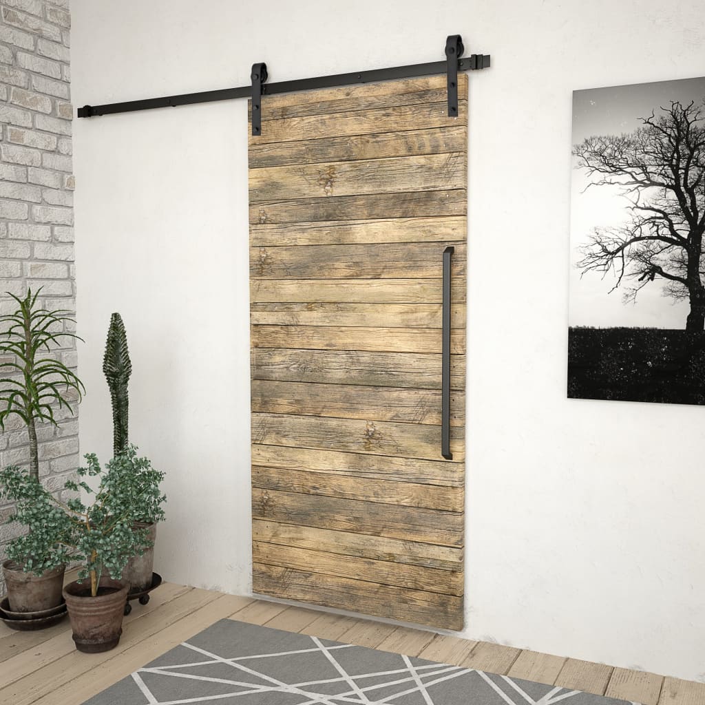 Kit di Binari per Porte Scorrevoli Skien 200 cm Acciaio Nero
