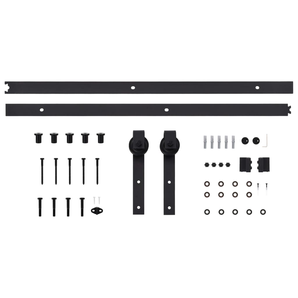 Kit di Binari per Porte Scorrevoli Skien 200 cm Acciaio Nero