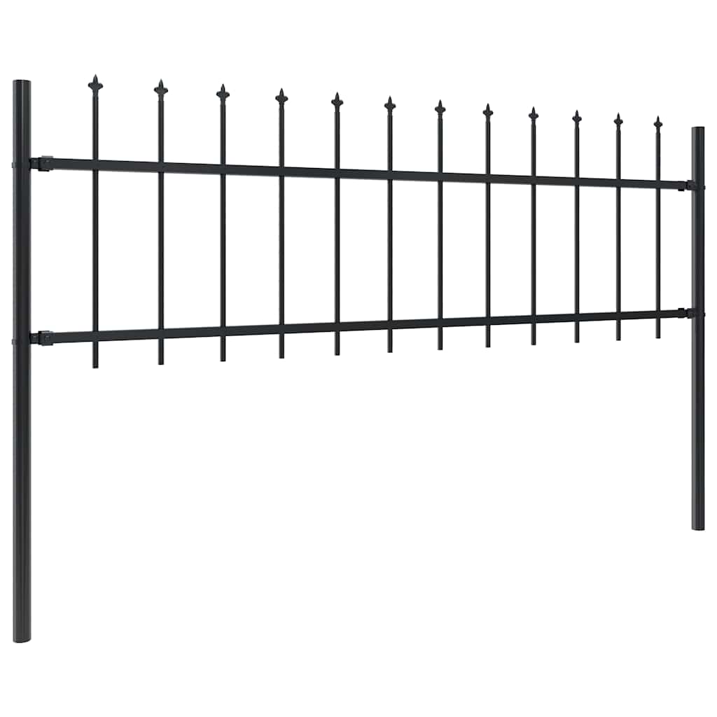 Recinzione da Giardino con Punta a Lancia in Acciaio 359x60 cm Nero
